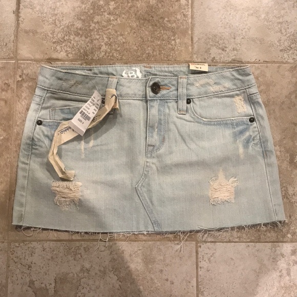 Light Wash Jean Mini Skirt - Picture 1 of 7